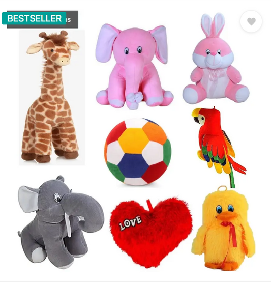 ( Unicorn, Kitty, Penguin, Rabbit, Pikachu, White Elephant, Parrot, Balloon Teddy, Cap Teddy, Heart Pillow) Soft and Stuffed Toys
