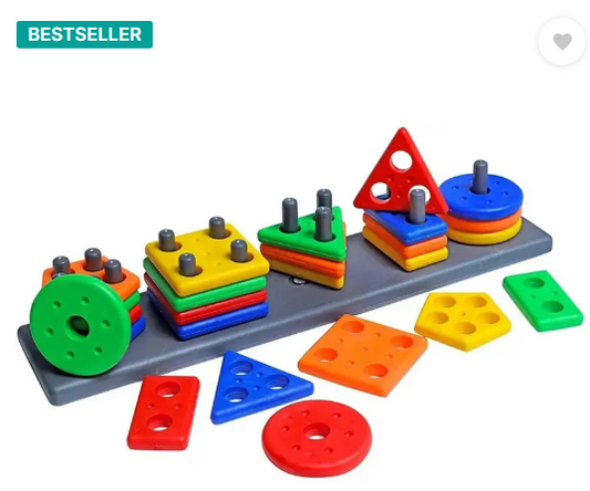 VrajVilla Stacking Toy Shape & Color Recognition Geometric Board Educational Column Puzzle  (Multicolor)