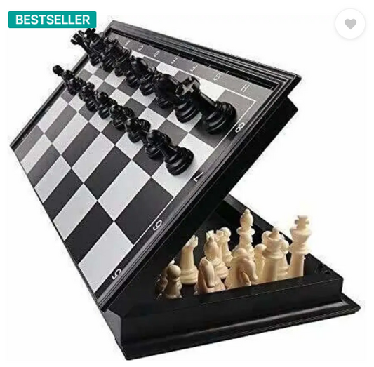 MPH ENTERPRISE Magnetic Educational Toys Travel Chess Set with Folding Board for Kids and Adults 10X10X0.75 Inch Folding Chess Board Black Color Air Football Board Game