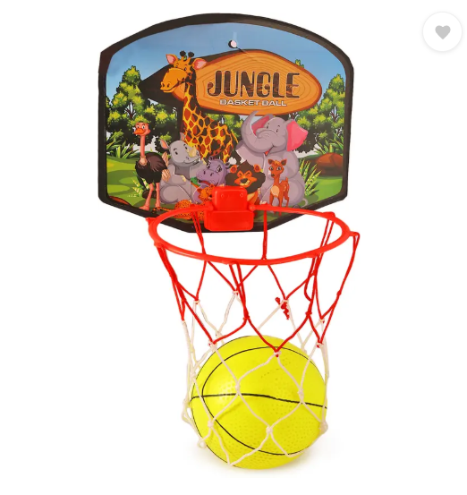 Toy Basket ball kit for kids playing indoor basket ball hanging board with ball  (Red, Yellow)