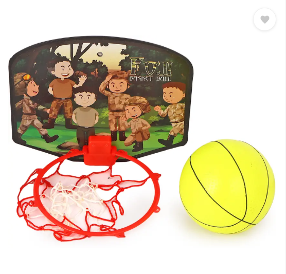Toy Basket ball kit for kids playing indoor basket ball hanging board with ball  (Red, Yellow)