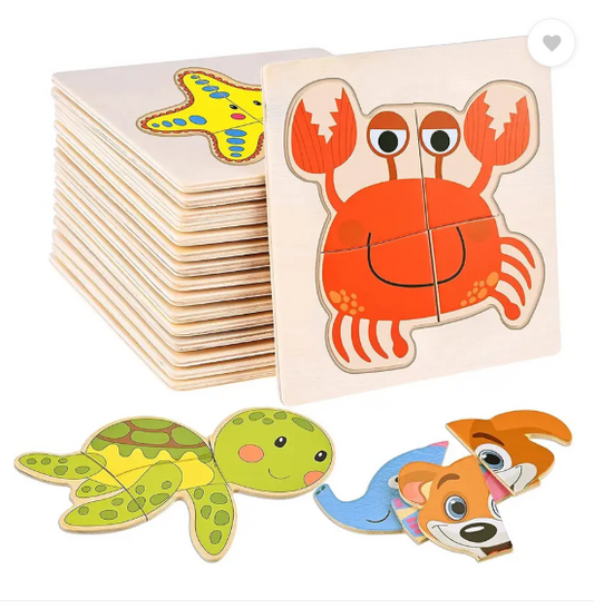 Authfort 6 PCS Wooden Jigsaw Puzzles, Wooden Animal Puzzles for Toddlers, Educational Montessori Toys, Colorful Leisure Toys of 2 3 4 5 Years Toddlers, Random Pattern  (Multicolor)
