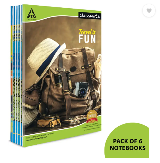 Classmate Notebook A4 Notebook Single Line 172 Pages  (Multicolor, Pack of 6)
