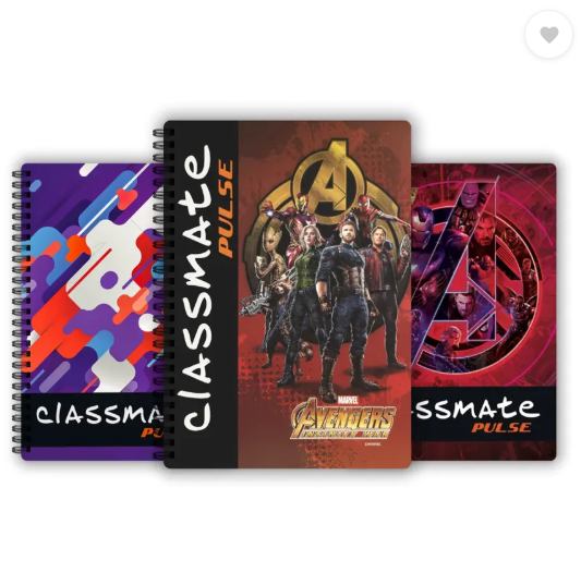 Classmate Pulse 1 Subject (297 X 210 mm) Spiral A4 Notebook Single Line 180 Pages  (Multicolor, Pack of 3)