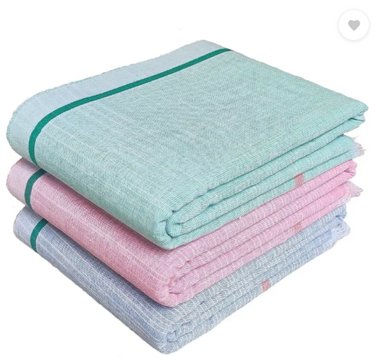 Mk weaves Cotton 300 GSM Bath Gamcha Set  (Pack of 3)