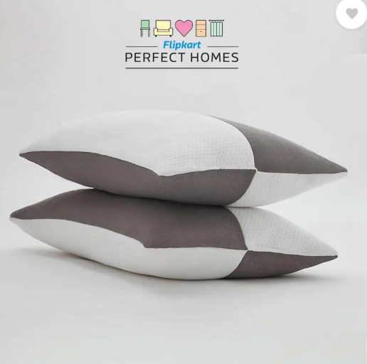 Flipkart Perfect Homes Luxury 16x24 Inch Grey and White Microfibre Geometric Sleeping Pillow Pack of 2  (White, Grey)
