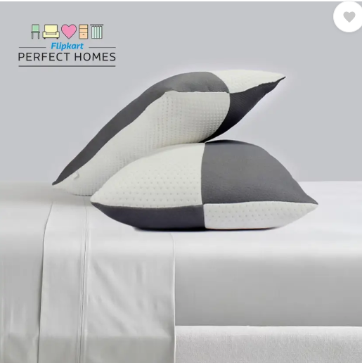 Flipkart Perfect Homes Luxury 16x24 Inch Grey and White Microfibre Geometric Sleeping Pillow Pack of 2  (White, Grey)
