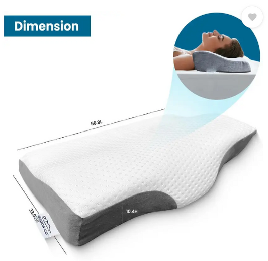 GADDA CO Memory Foam Butterfly Orthopaedic Pillow Memory Foam Solid Sleeping Pillow Pack of 1  (White & Grey)