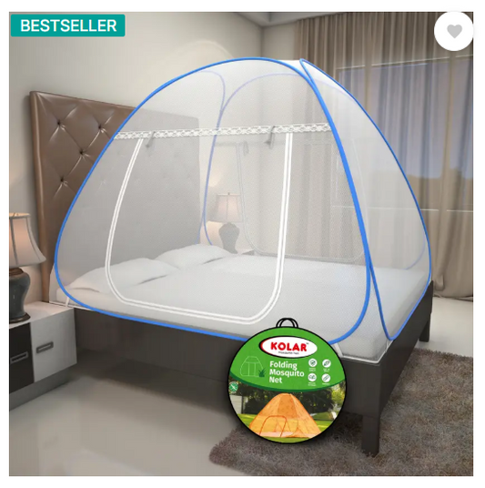 Kolar Polyester Adults Washable Double Bed Machardani, 6.5 Feet x 6.5 Feet King Size Premium Mosquito Net  (Blue, Tent)