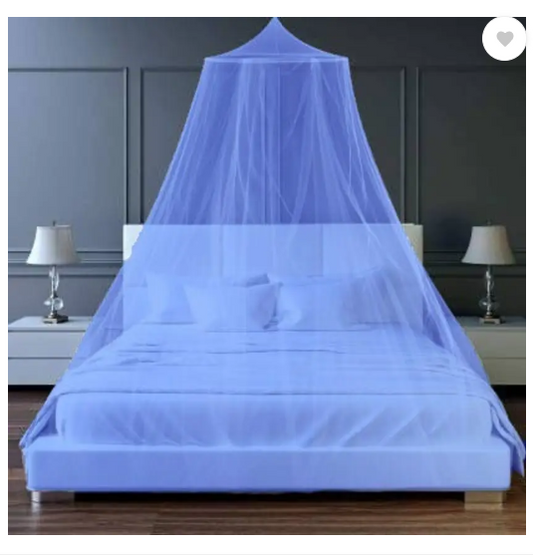 Neruti Enterprise Polyester Adults Washable Double bed (Round) Mosquito Net  (Blue, Ceiling Hung)