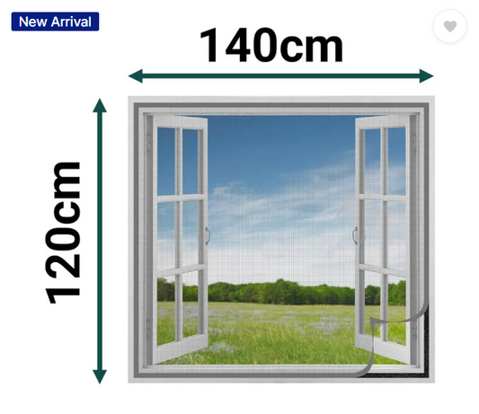 SafeMyles Fibre Adults Washable 120 GSM Fiberglass Pre-Stitched Window Mosquito Net  (H120 x W140 cm, Grey, Frame Hung)