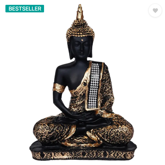 Royalbox Meditating Buddha Statue For Home Decor Idol Decorative Showpiece - 17 cm  (Polyresin, Gold)