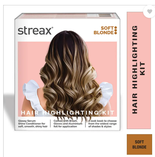 Streax Hair Colour Highlight Kit , Hair Colour for Women, DIY Application , Soft Blonde