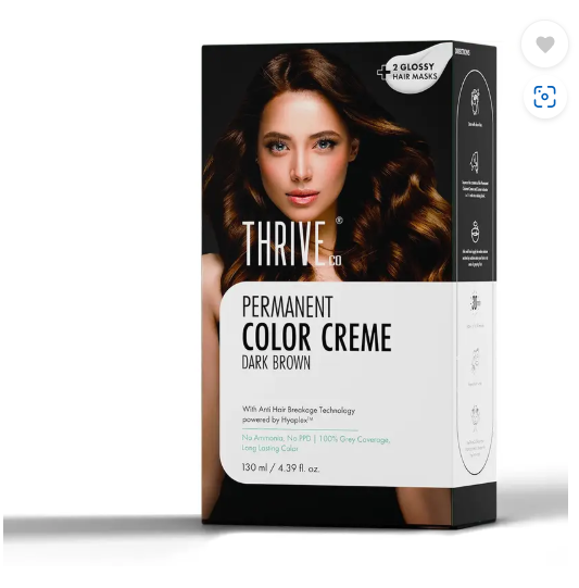 ThriveCo Permanent Color Creme | No Ammonia | No PPD | Powered by HYAPLEX™ , Dark Brown , Dark Brown