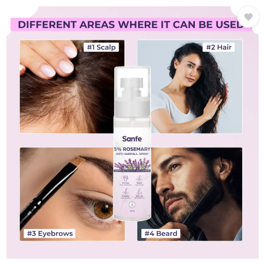 Sanfe 5% Rosemary Anti Hairfall Spray For hair growth natural shine reduce hairfall  (100 ml)