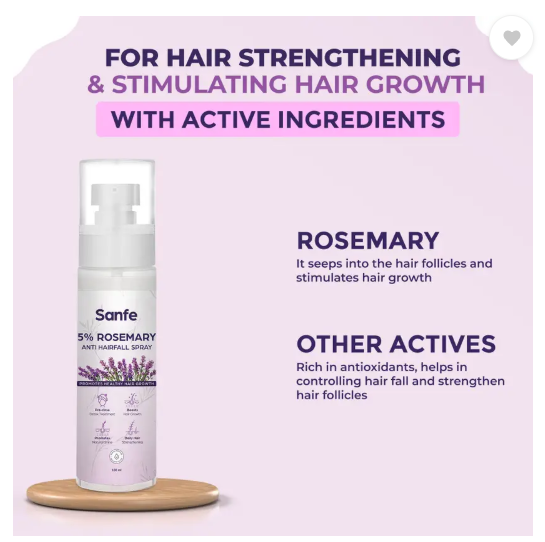 Sanfe 5% Rosemary Anti Hairfall Spray For hair growth natural shine reduce hairfall  (100 ml)