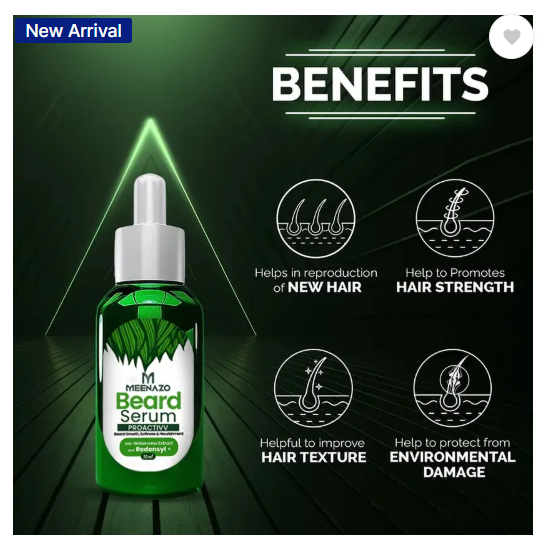 Meenazo Beard Serum For Fast Beard Growth, Thicker, Fuller Beard. Serum For Patchy Beard  (30 ml)