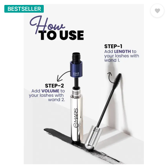 MARS 2in1 Volumizing and Lengthening Long Lasting Mascara 15 ml  (Black)