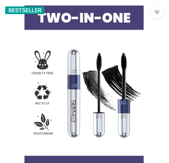 MARS 2in1 Volumizing and Lengthening Long Lasting Mascara 15 ml  (Black)