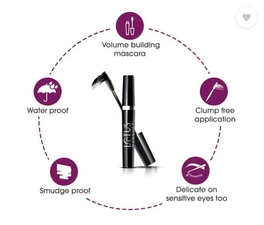 LOTUS MAKE - UP MAKE-UP MAXLASH VOLUMISING BOTANICAL WATERPROOF MASCARA - BLACK 4 g  (Black)