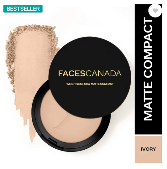 FACES CANADA Weightless Stay Matte Powder | Oil Control Compact  (Ivory, 9 g)