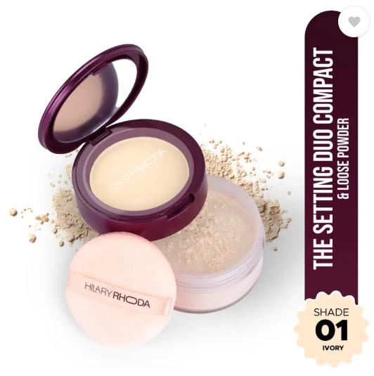 Hilary Rhoda The Setting Duo Compact &Loose Powder| 2-in-1 Compact &Loose Powder|Matte Finish Compact  (Shade 1-Ivory, 32 g)