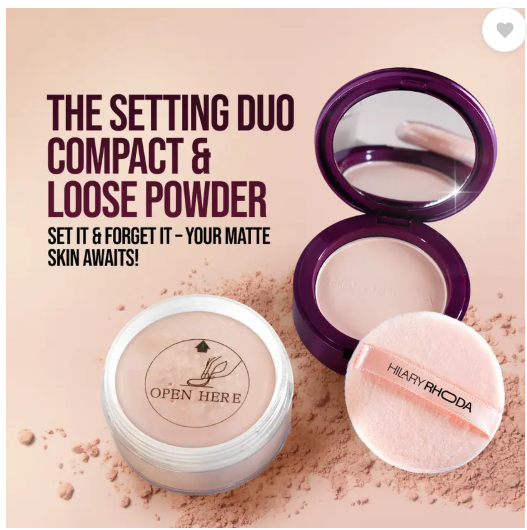 Hilary Rhoda The Setting Duo Compact &Loose Powder| 2-in-1 Compact &Loose Powder|Matte Finish Compact  (Shade 1-Ivory, 32 g)