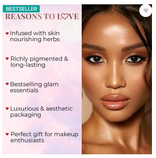 Just Herbs Makeup Glam Kit with Lip Balm, Foundation, Liquid Lipstick, Cheek Tint & Kajal