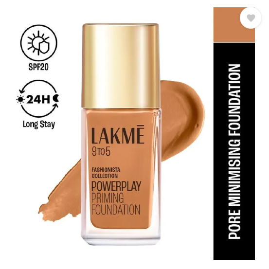 Lakmé 9to5 Powerplay Priming Foundation, Built in Primer, SPF 20 Foundation  (Neutral Chestnut, 25 ml)