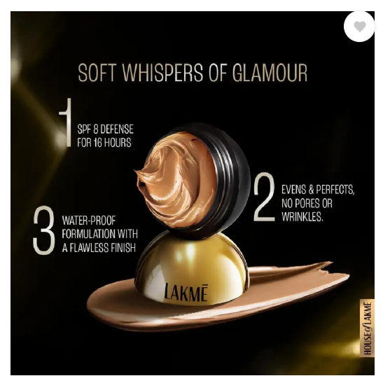 Lakmé Skin Natural Mousse SPF8 Foundation  (Golden Sand, 25 g)