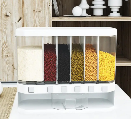 6 Grid Dry Food Dispenser Food Storage Containers