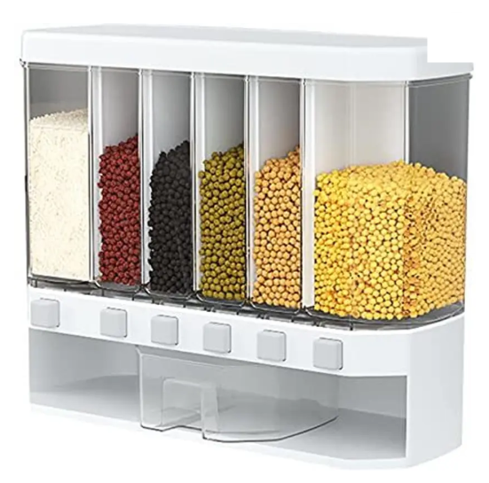 6 Grid Dry Food Dispenser Food Storage Containers