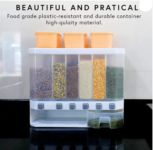 6 Grid Dry Food Dispenser Food Storage Containers